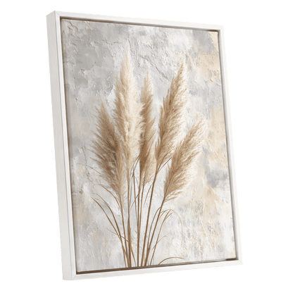 Pampas in Quiet Light – white framed canvas option