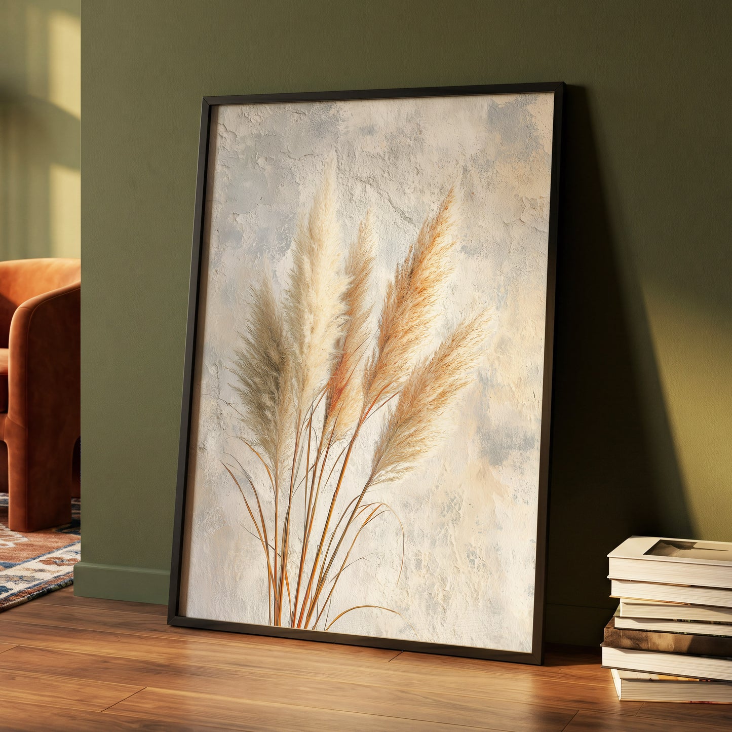Pampas in Quiet Light – wall art displayed in a styled interior, gallery view 4
