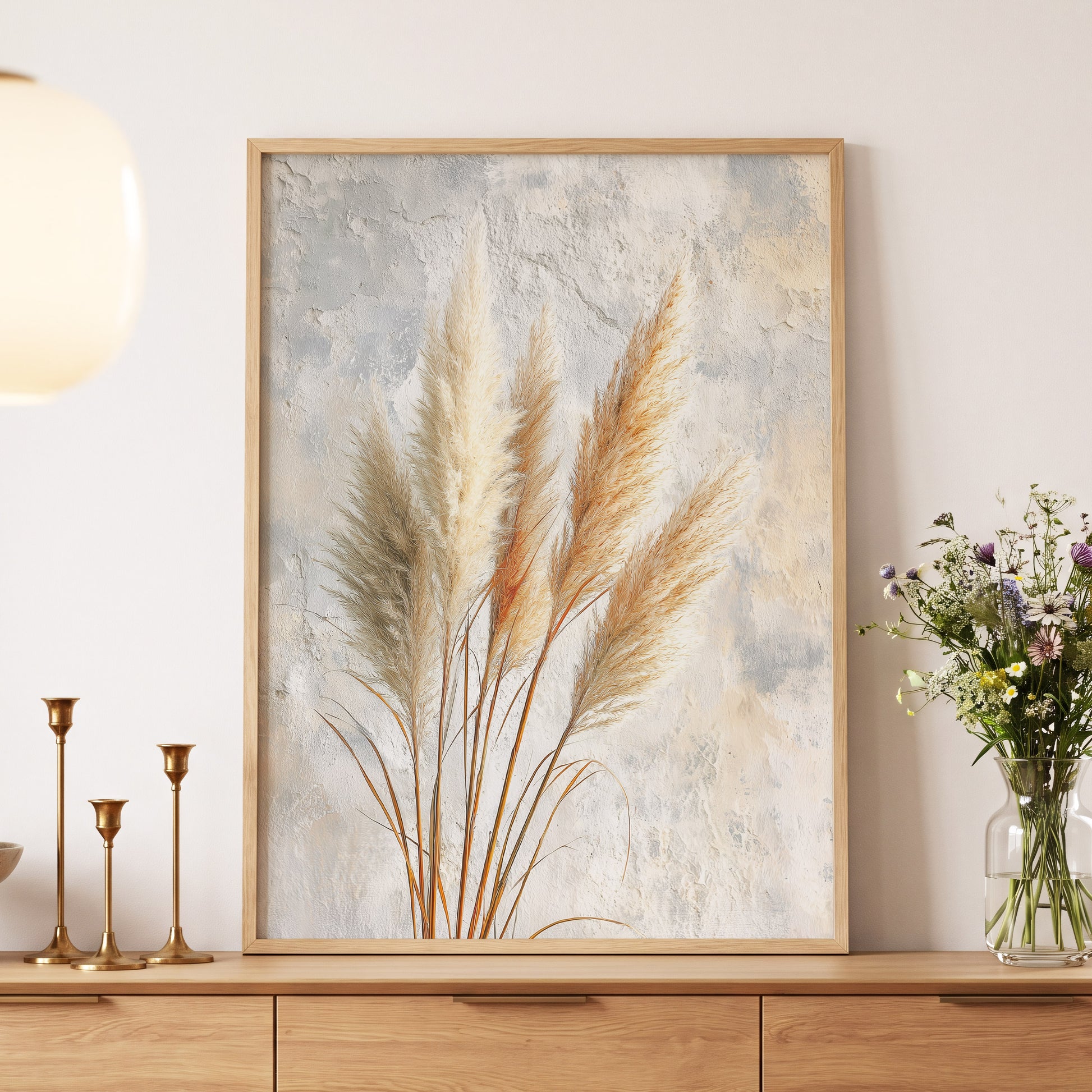 Pampas in Quiet Light – wall art displayed in a styled interior, gallery view 5