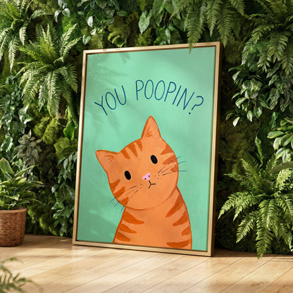 Pardon the Purr?, green, orange, blue nature wall art displayed in a styled interior, gallery view 4