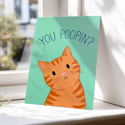 Pardon the Purr?, green, orange, blue nature wall art displayed in a styled interior, gallery view 5