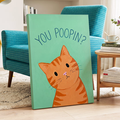 Pardon the Purr?, green, orange, blue nature wall art displayed in a styled interior, gallery view 7