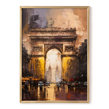 Parisian Passage, black, brown, gold abstract wall art, front artwork view