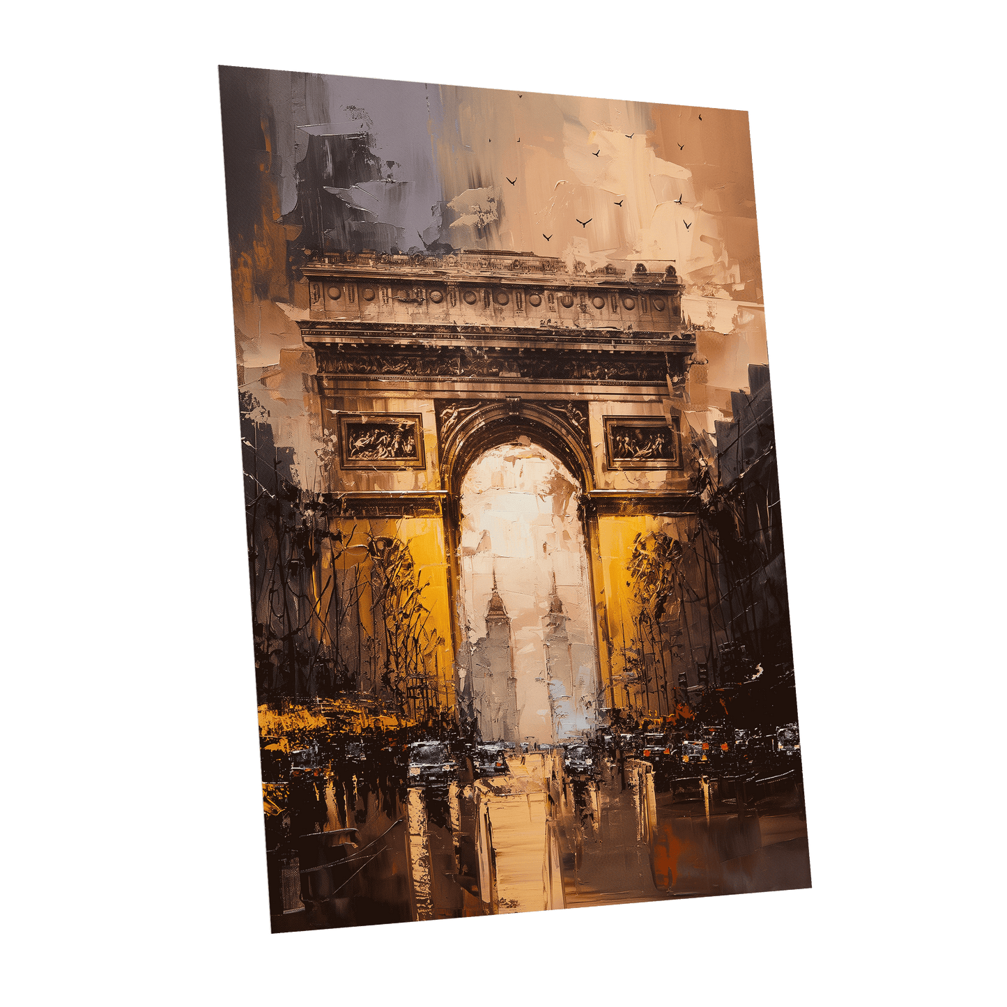 Parisian Passage, black, brown, gold abstract wall art shown as a unframed poster wall art print