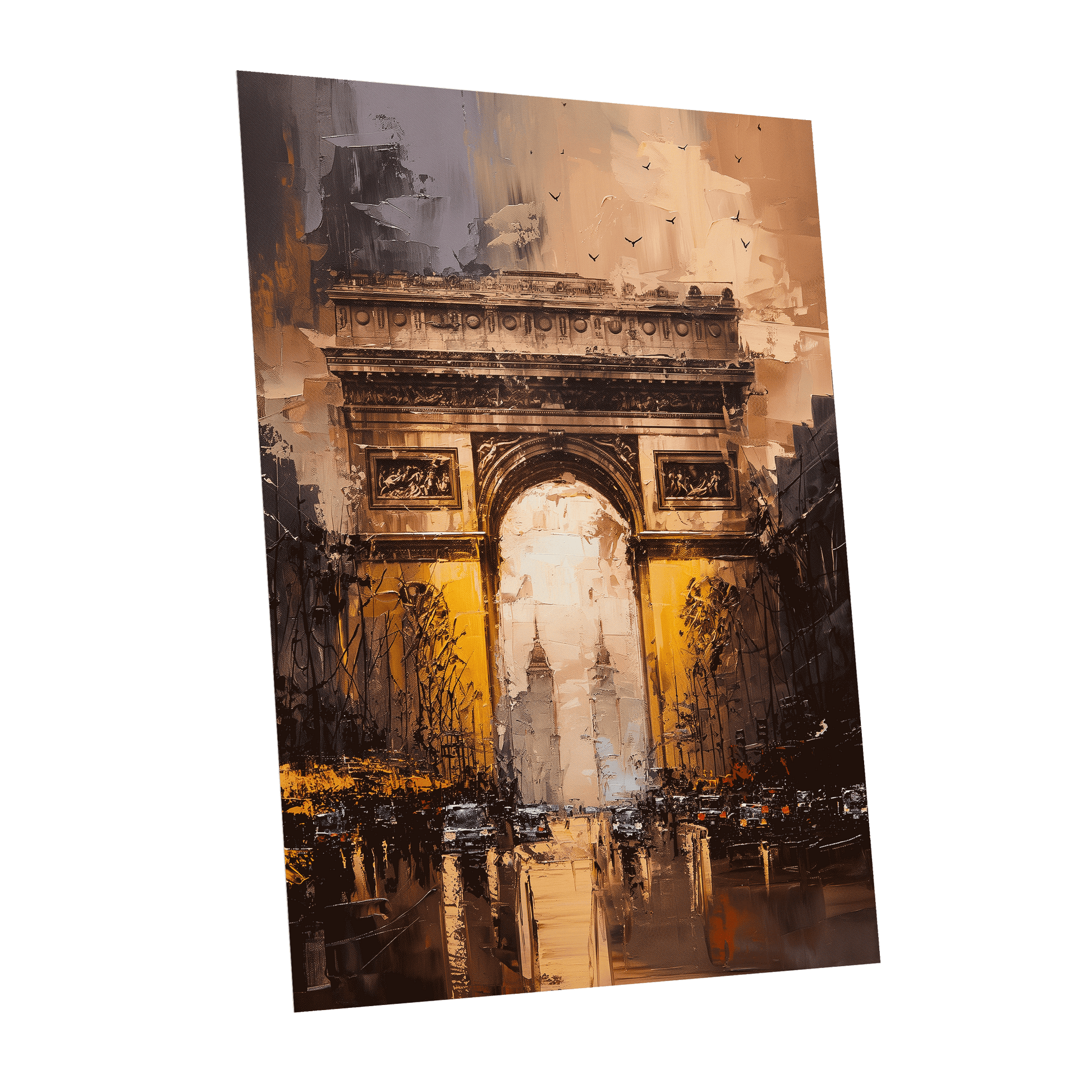 Parisian Passage, black, brown, gold abstract wall art shown as a unframed poster wall art print