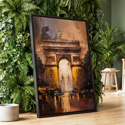 Parisian Passage, black, brown, gold abstract wall art displayed in a styled interior, gallery view 1