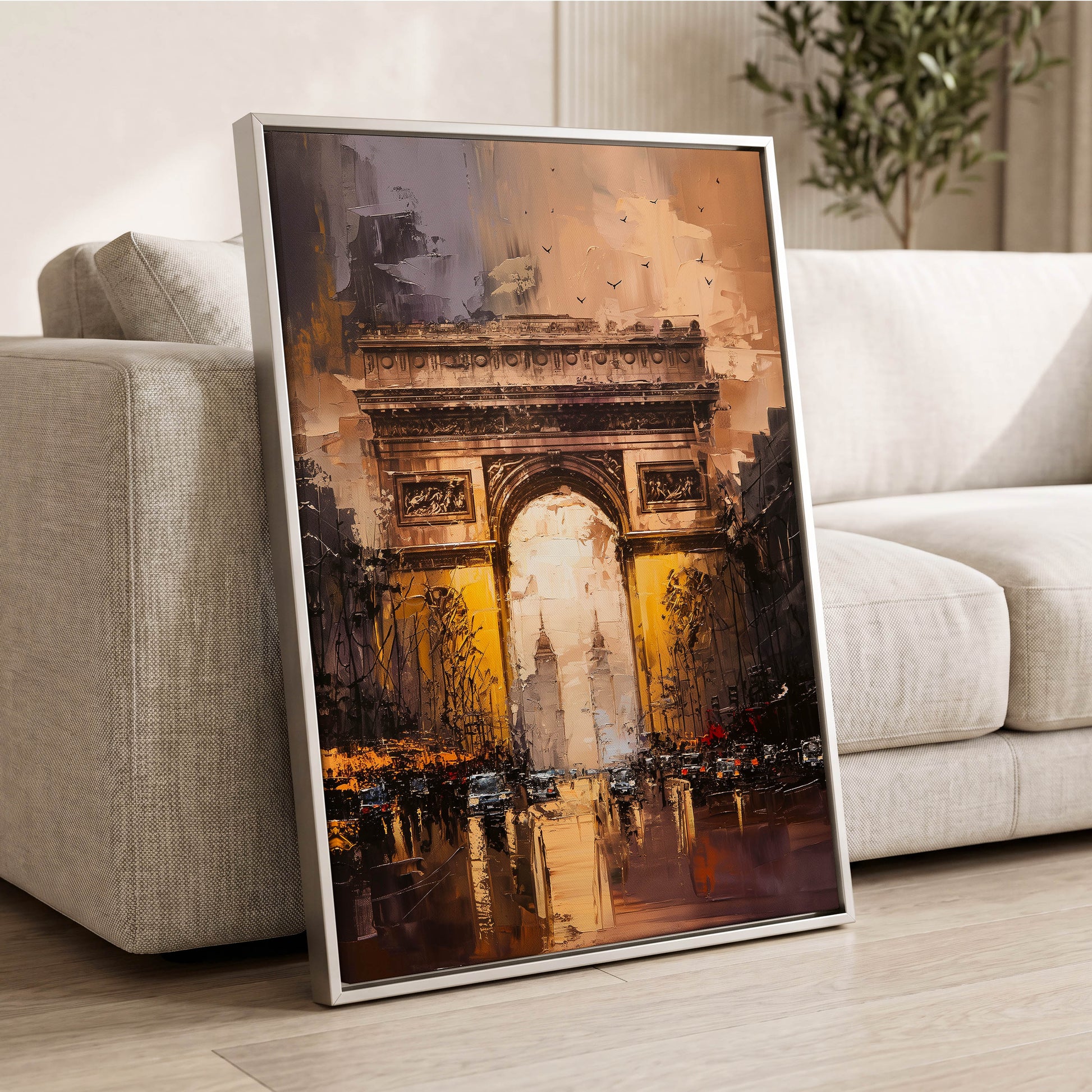 Parisian Passage, black, brown, gold abstract wall art displayed in a styled interior, gallery view 2