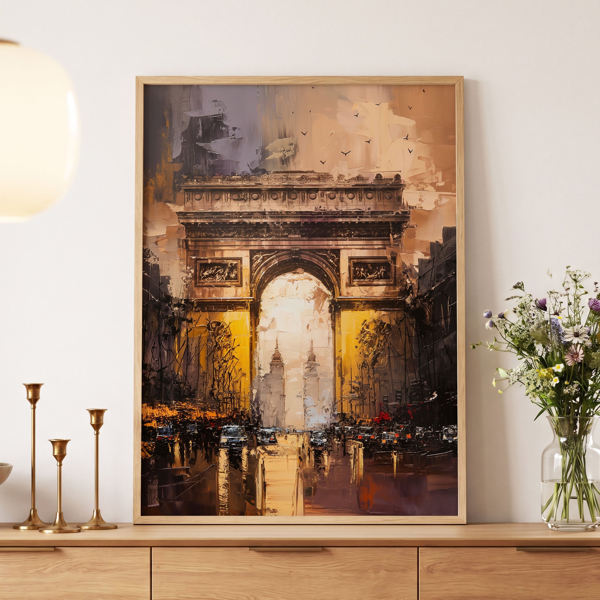 Parisian Passage, black, brown, gold abstract wall art displayed in a styled interior, gallery view 5