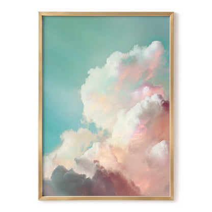Pastel Cloudbreak, white, pink, blue nature wall art, front artwork view