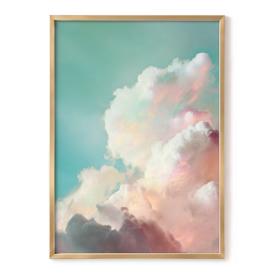 Pastel Cloudbreak, white, pink, blue nature wall art, front artwork view