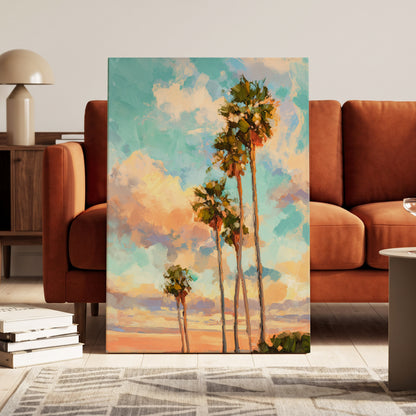 Pastel Palm Horizon – canvas wall art in a styled interior, gallery view 1