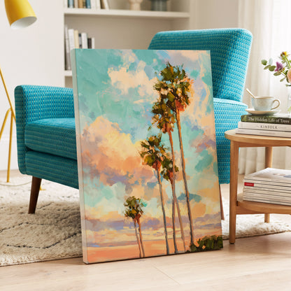 Pastel Palm Horizon – canvas wall art in a styled interior, gallery view 2
