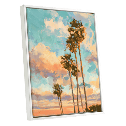 Pastel Palm Horizon – white framed canvas option