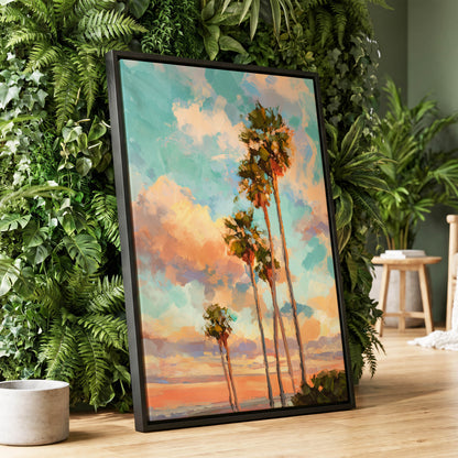 Pastel Palm Horizon – wall art displayed in a styled interior, gallery view 1