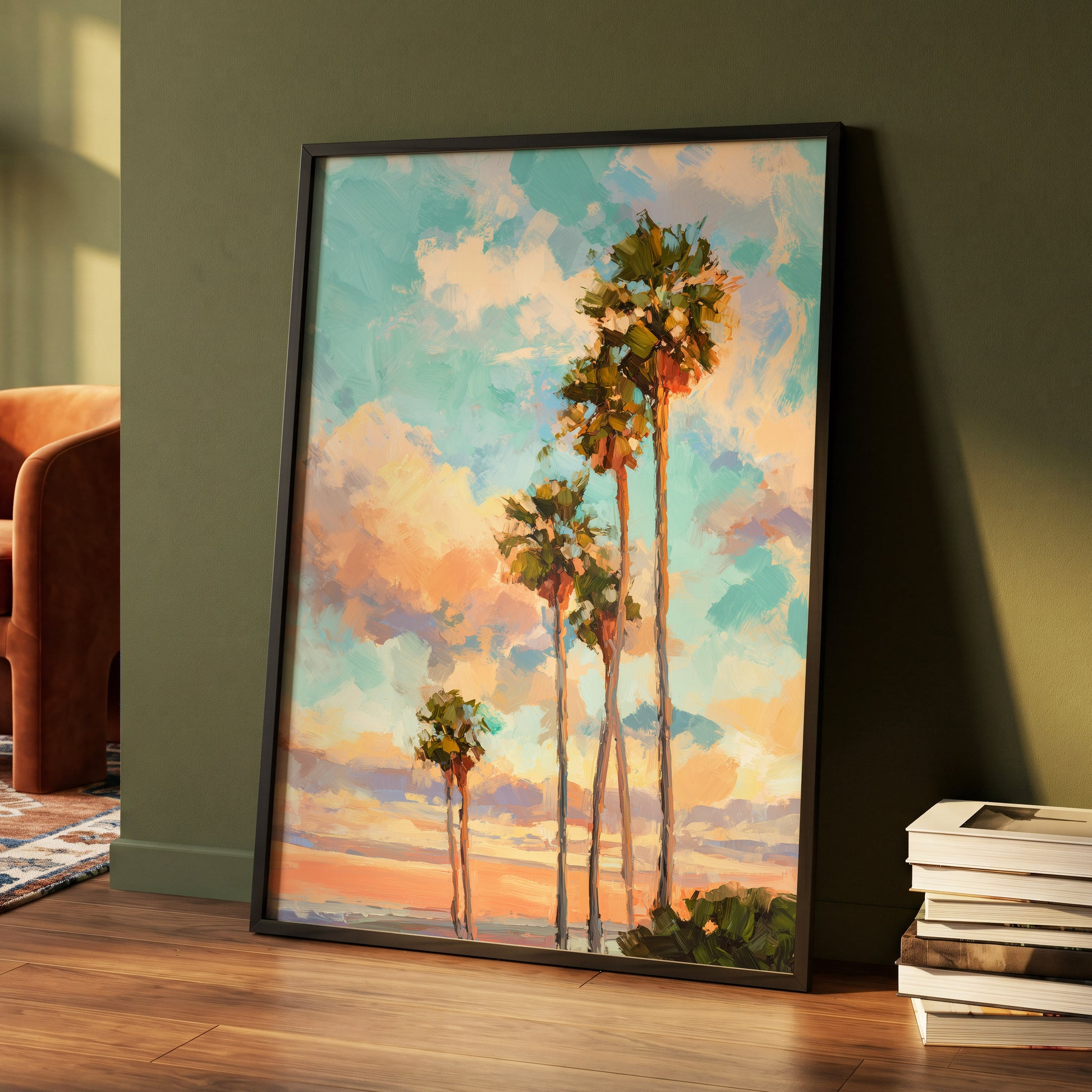 Pastel Palm Horizon – wall art displayed in a styled interior, gallery view 4
