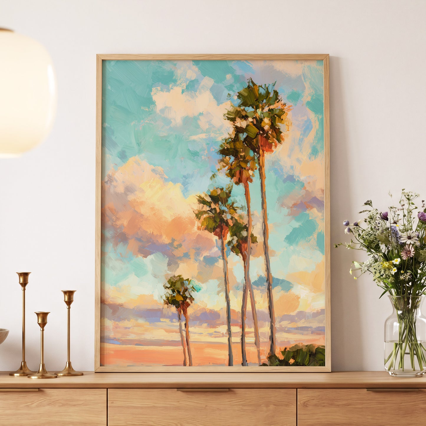 Pastel Palm Horizon – wall art displayed in a styled interior, gallery view 5