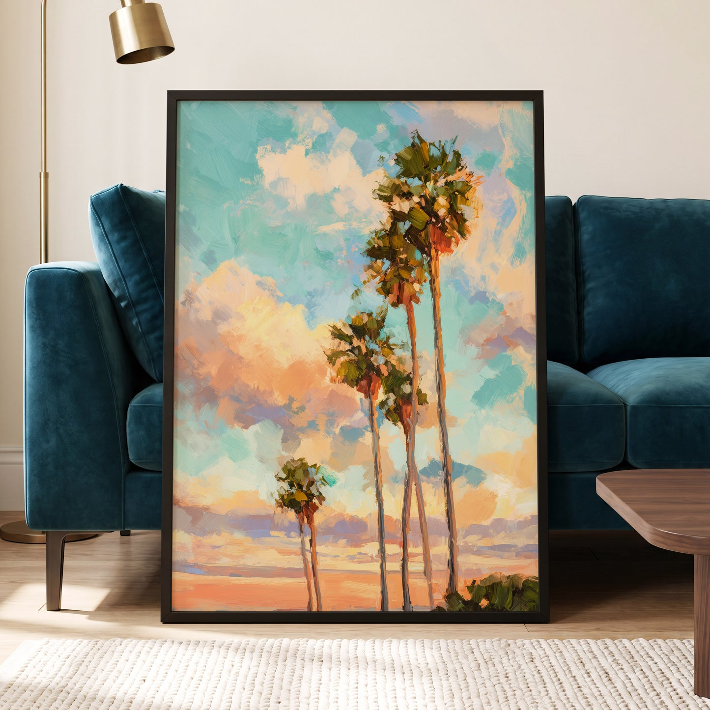 Pastel Palm Horizon – wall art displayed in a styled interior, gallery view 6