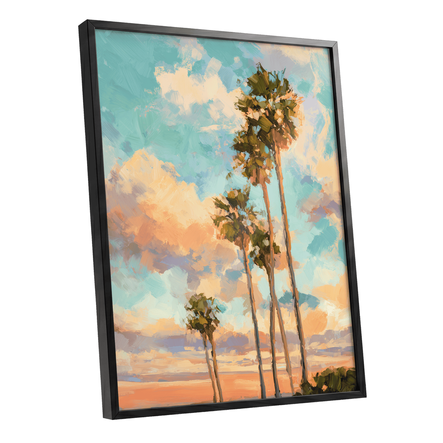Pastel Palm Horizon – black framed poster option