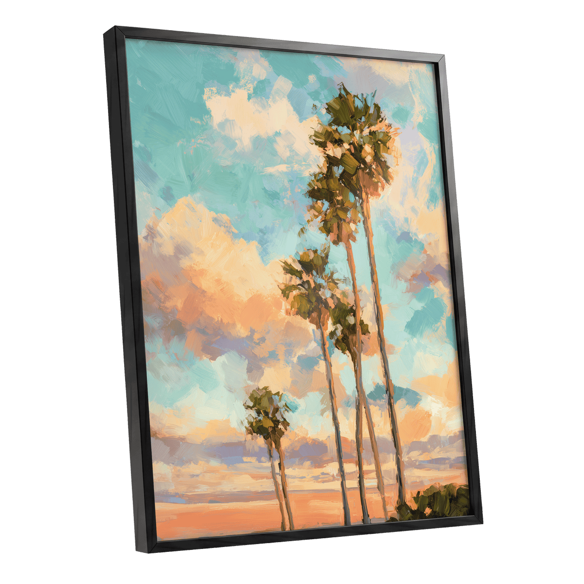 Pastel Palm Horizon – black framed poster option