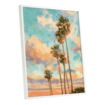 Pastel Palm Horizon – white framed poster option