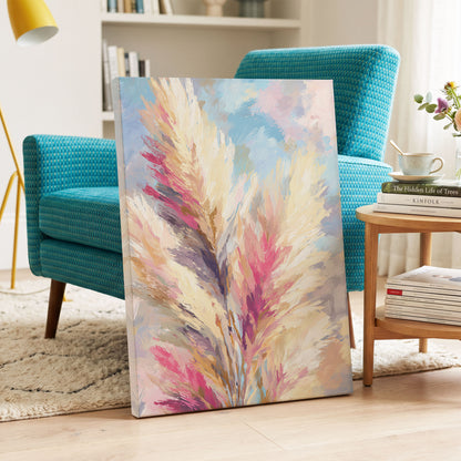 Pastel Plume Garden – canvas wall art in a styled interior, gallery view 2