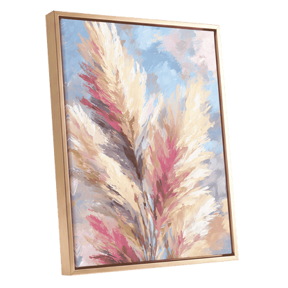 Pastel Plume Garden – gold framed canvas option