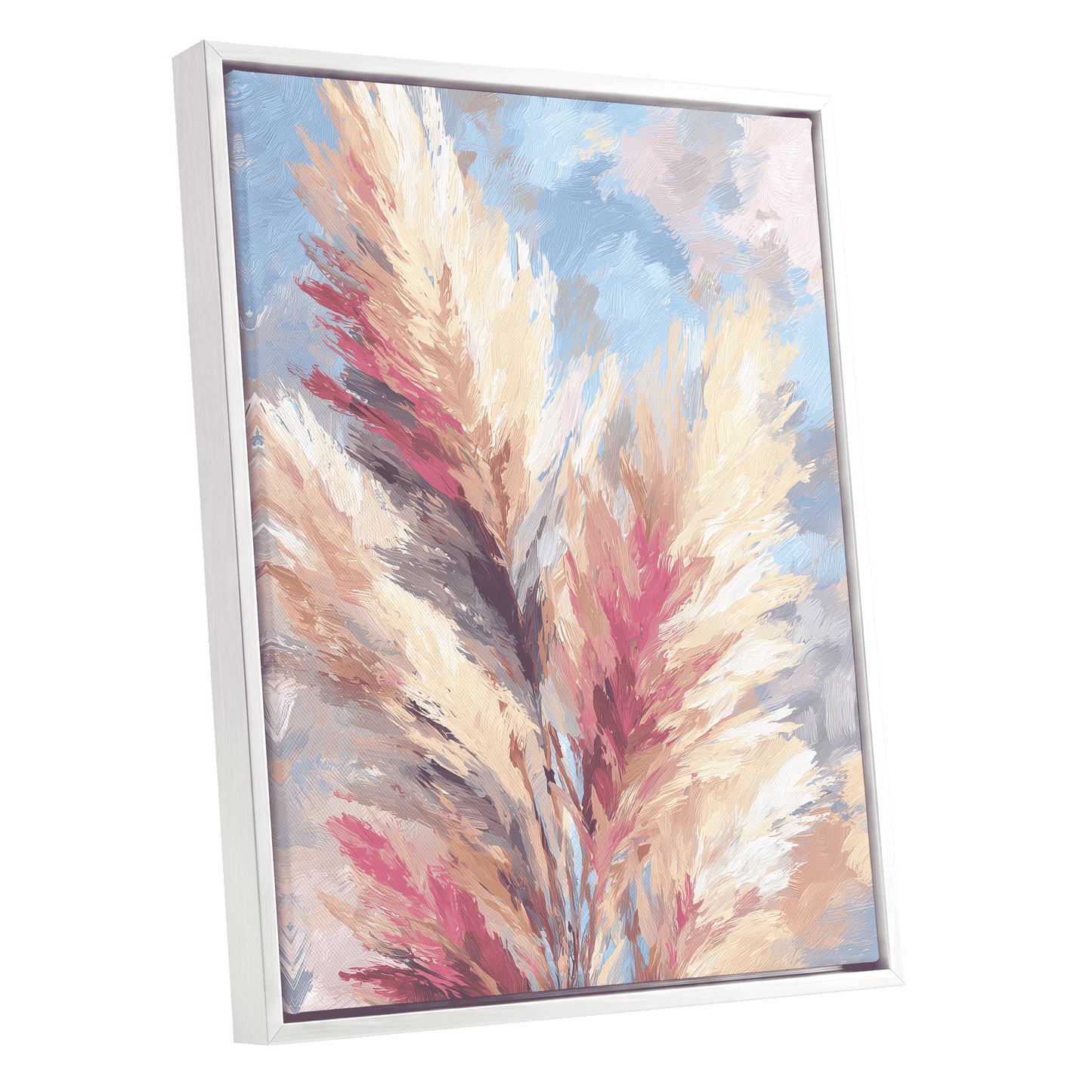 Pastel Plume Garden – white framed canvas option