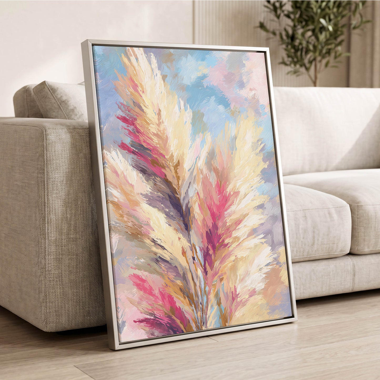 Pastel Plume Garden – wall art displayed in a styled interior, gallery view 2