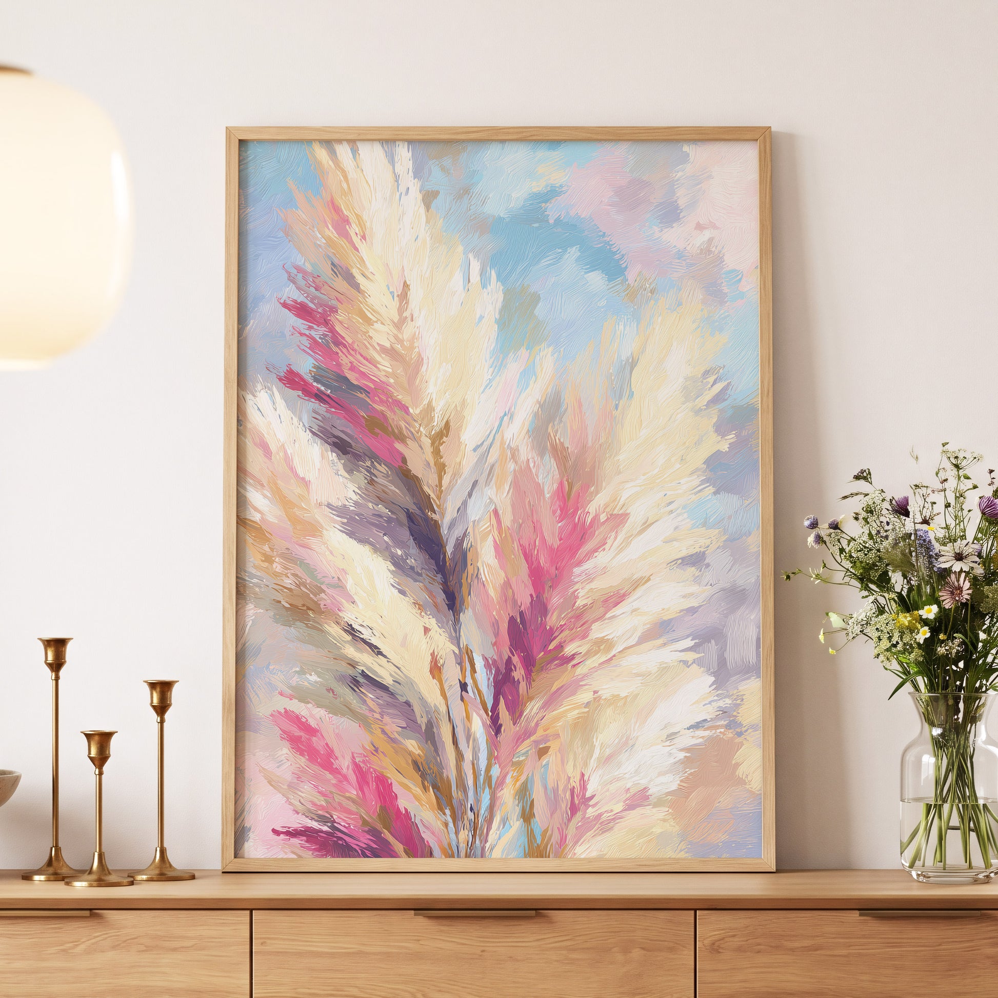 Pastel Plume Garden – wall art displayed in a styled interior, gallery view 4