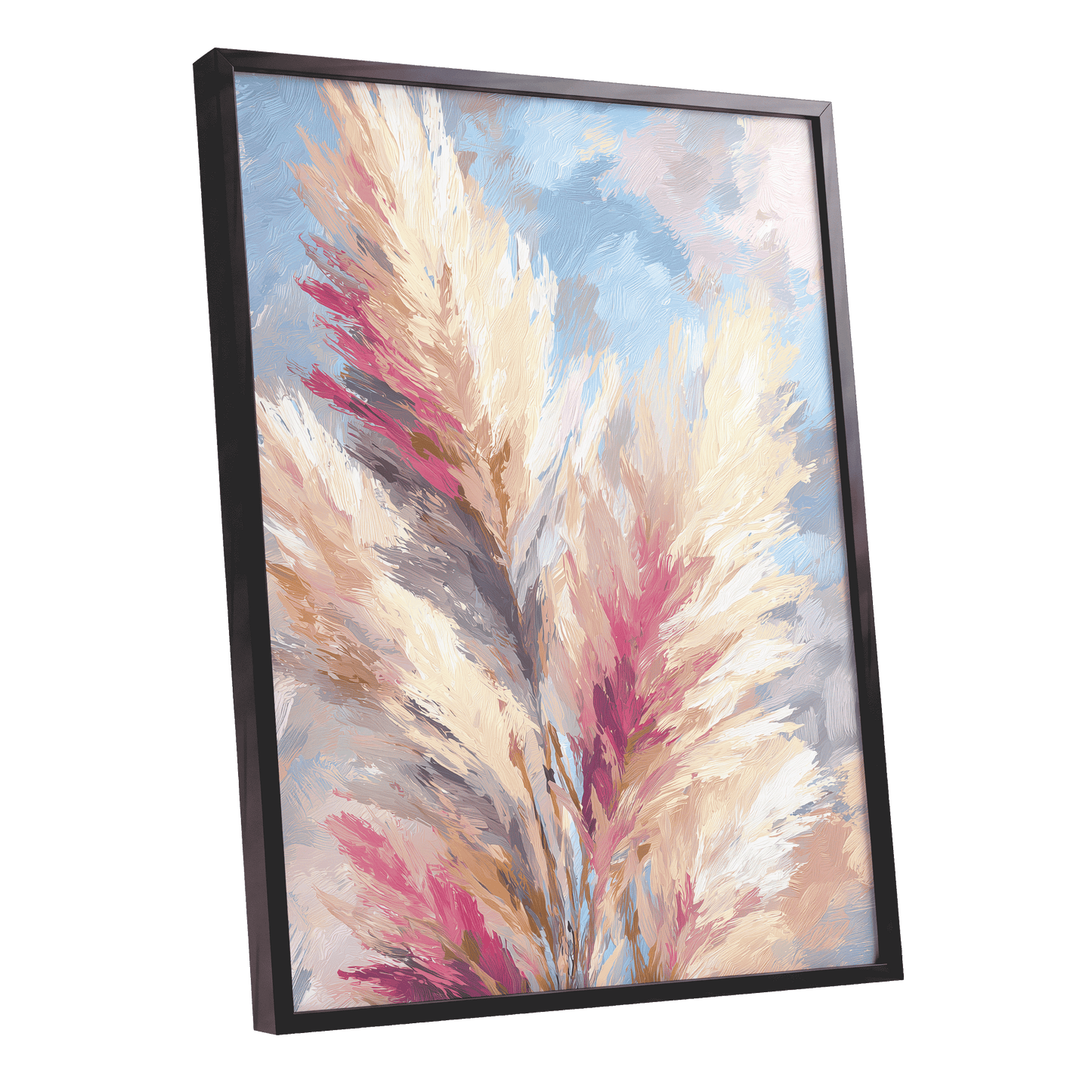 Pastel Plume Garden – black framed poster option