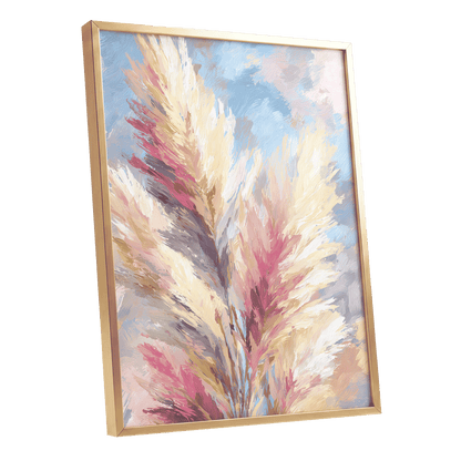 Pastel Plume Garden – gold framed poster option