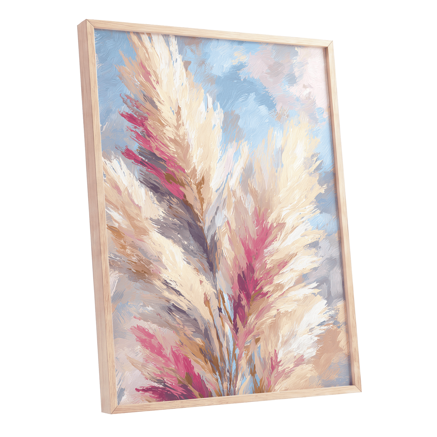 Pastel Plume Garden – oak framed poster option