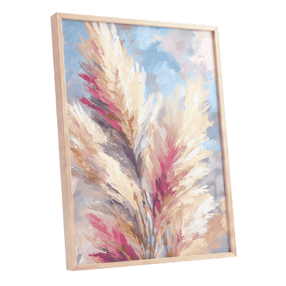Pastel Plume Garden – oak framed poster option
