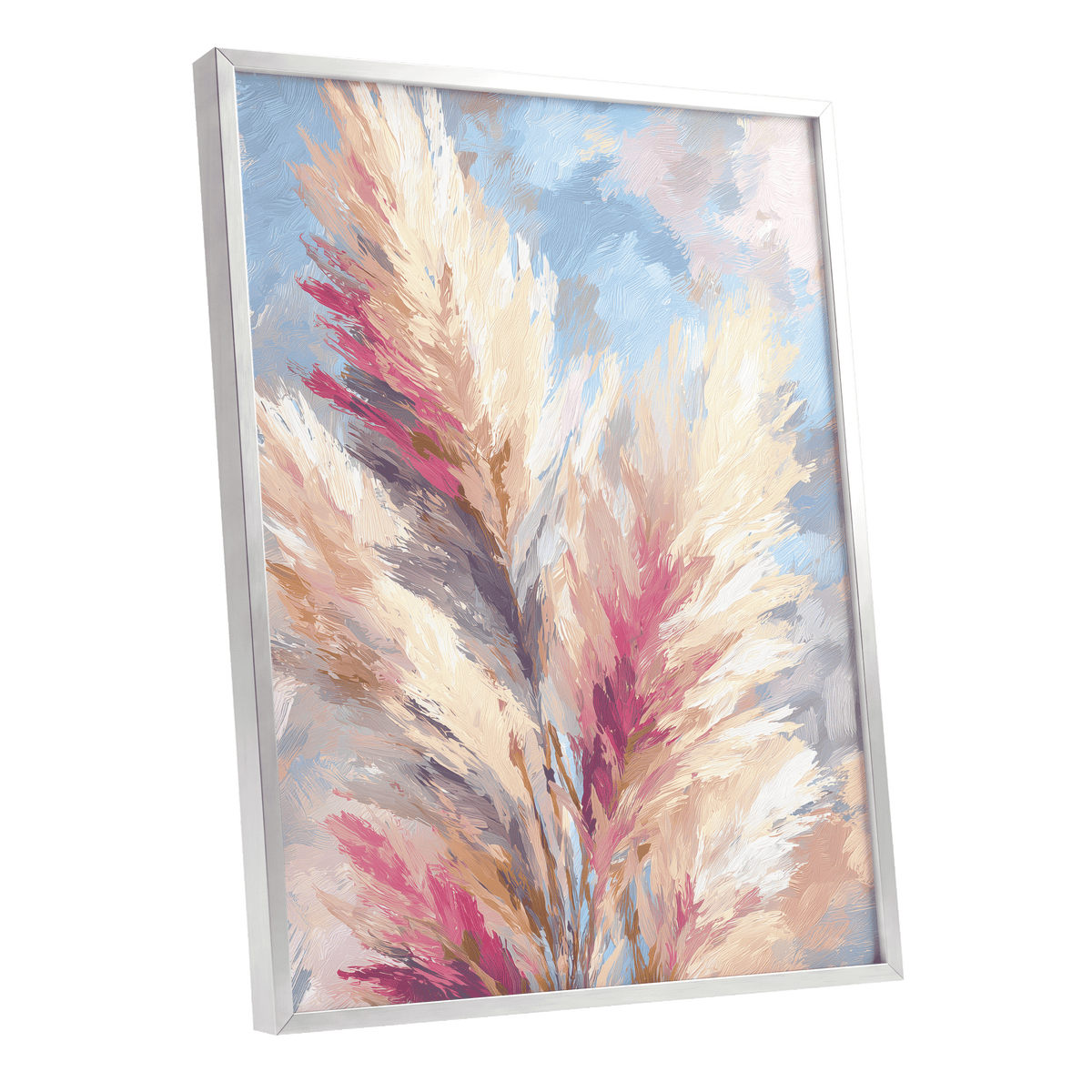 Pastel Plume Garden – silver framed poster option