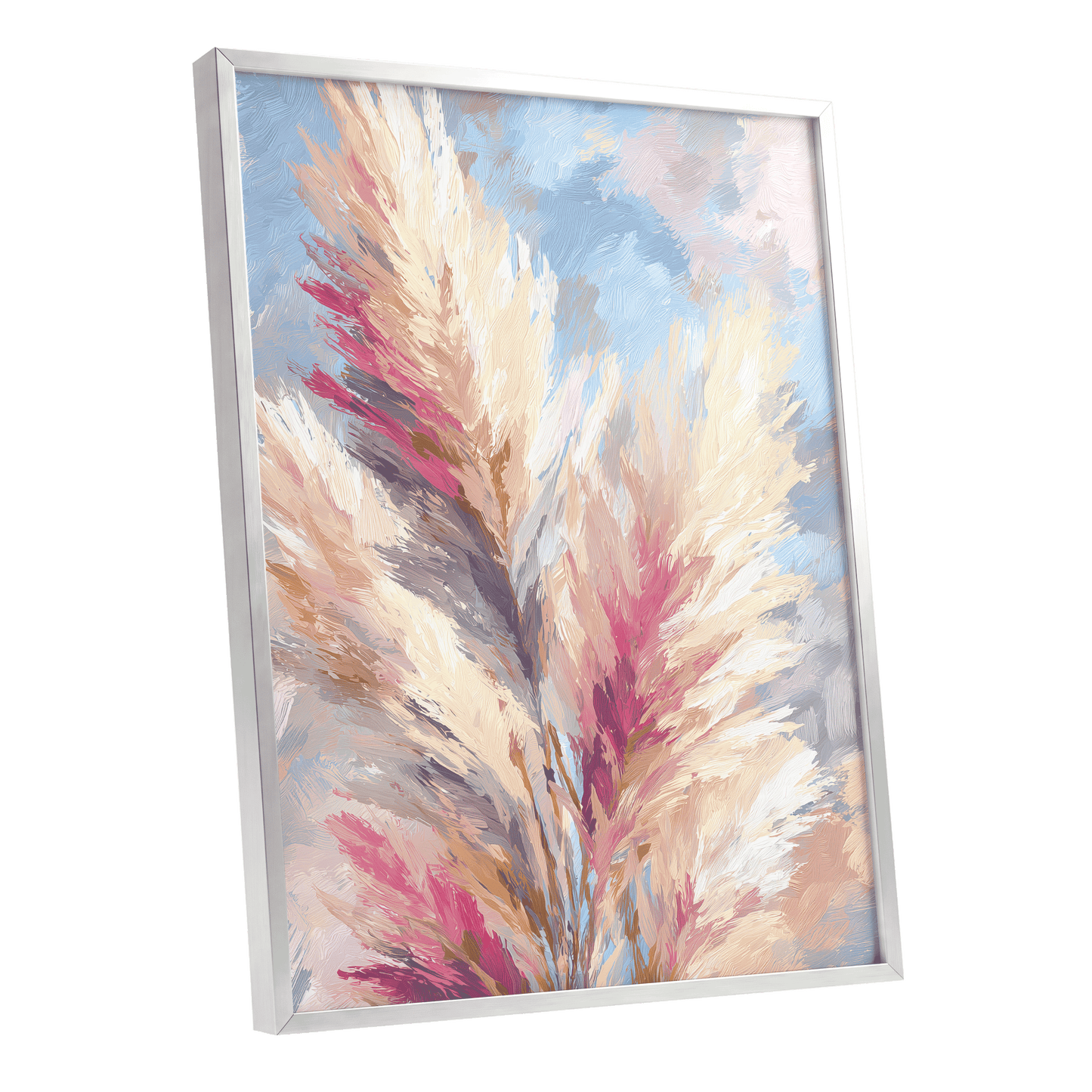 Pastel Plume Garden – silver framed poster option