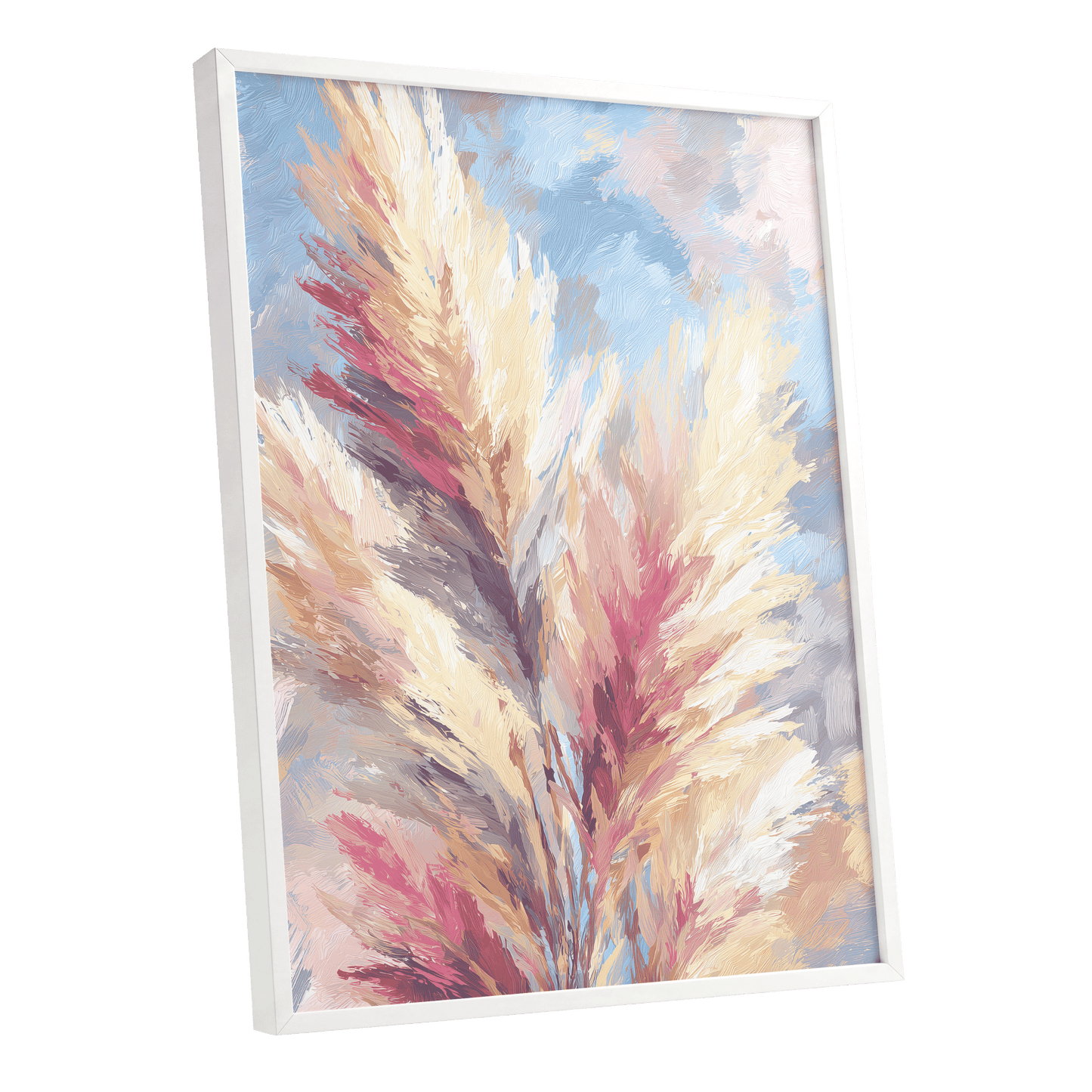 Pastel Plume Garden – white framed poster option