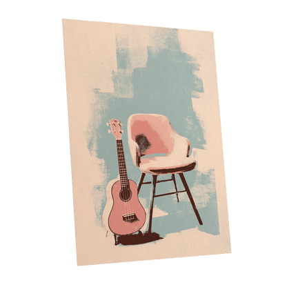 Pastel Serenade, pink, beige, blue abstract wall art shown as a unframed poster wall art print