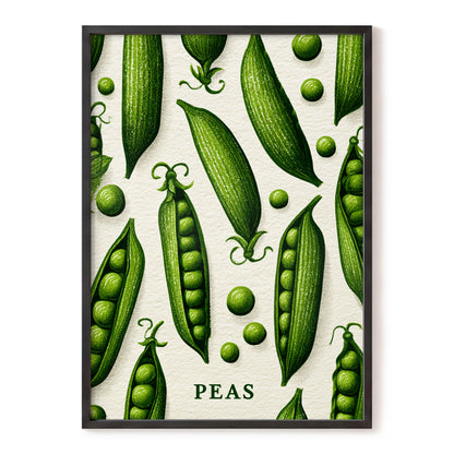 Pea Pod Parade, green, beige, white nature wall art, front artwork view