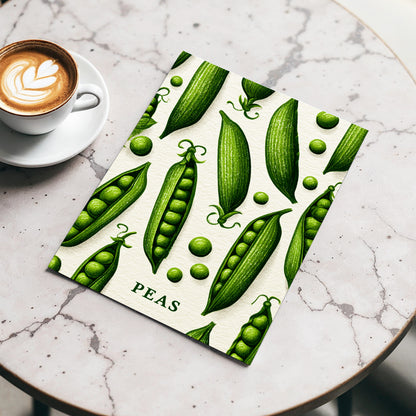 Pea Pod Parade, green, beige, white nature wall art displayed in a styled interior, gallery view 3