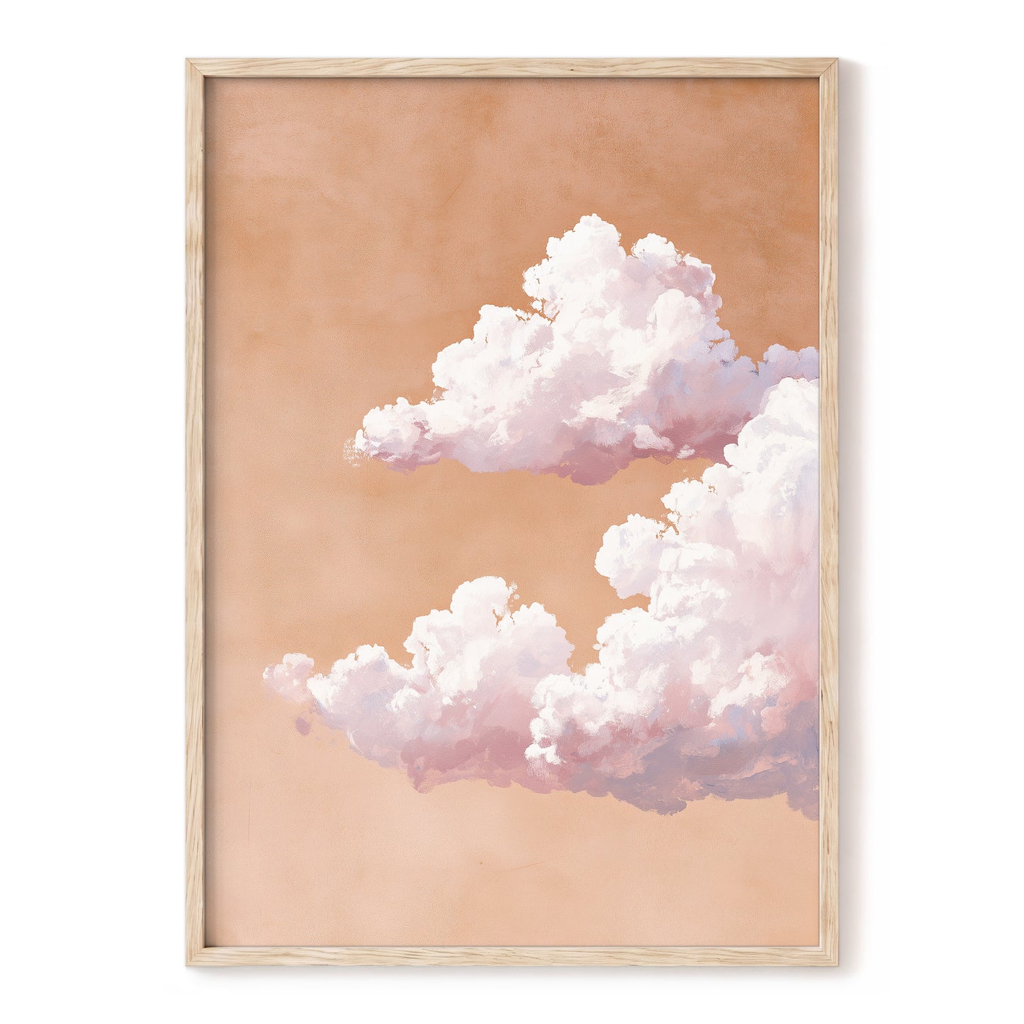Peach Cloud Reverie, orange, pink, white nature wall art, front artwork view