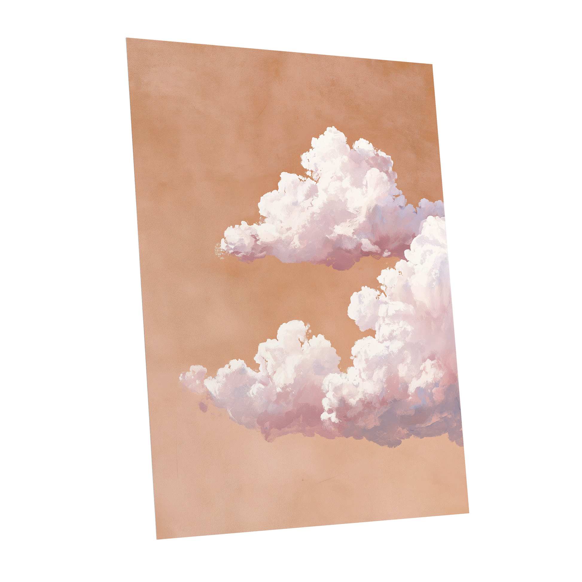 Peach Cloud Reverie, orange, pink, white nature wall art shown as a unframed poster wall art print