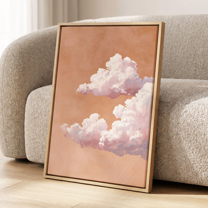 Peach Cloud Reverie, orange, pink, white nature wall art displayed in a styled interior, gallery view 4