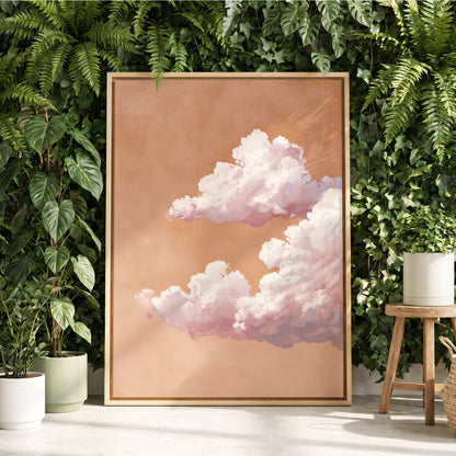 Peach Cloud Reverie, orange, pink, white nature wall art displayed in a styled interior, gallery view 8