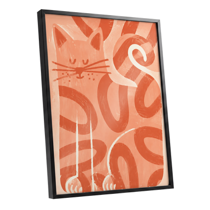 Peach Purr, pink, orange, white nature wall art shown as a black framed poster wall art print