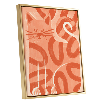 Peach Purr, pink, orange, white nature wall art shown as a gold framed canvas wall art