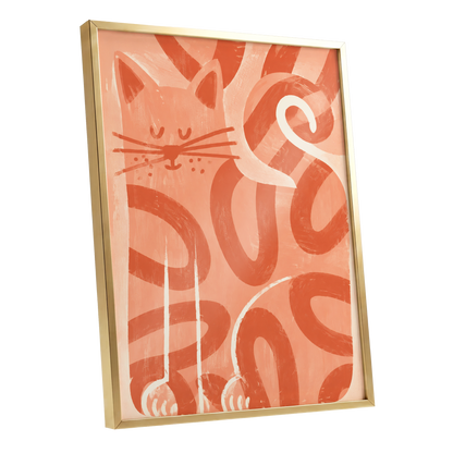 Peach Purr, pink, orange, white nature wall art shown as a gold framed poster wall art print