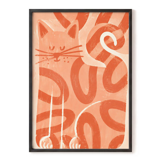 Peach Purr, pink, orange, white nature wall art, front artwork view
