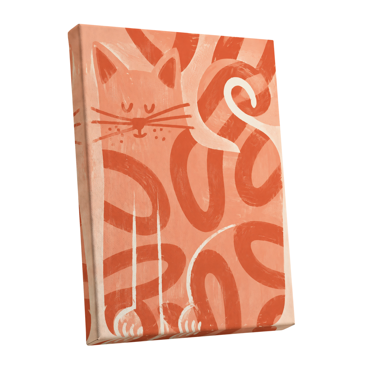 Peach Purr, pink, orange, white nature wall art shown as a stretched canvas wall art