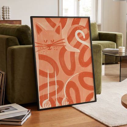 Peach Purr, pink, orange, white nature wall art displayed in a styled interior, gallery view 2