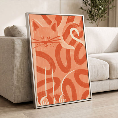 Peach Purr, pink, orange, white nature wall art displayed in a styled interior, gallery view 4